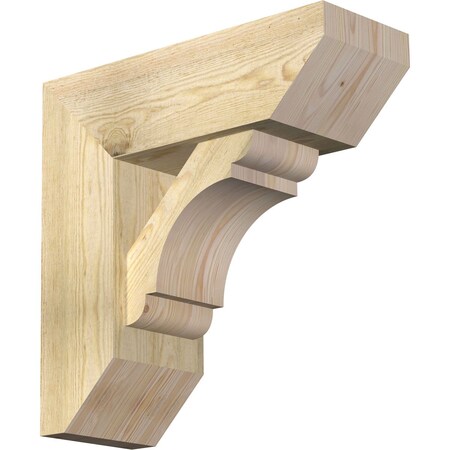 Ekena Millwork Olympic Slat Rough Sawn Bracket w/ Offset Brace, Douglas Fir, 8"W x 22"D x 22"H BKT0806X22X22OLY06RDF